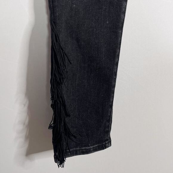Levis Womens Size 26 Washed Black Gray 721 Fringe Ankle High Rise Skinny Jeans - Picture 5 of 13